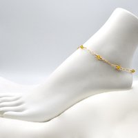 Crescent Moon Anklet Yellow Crystal Celestial Jewelry Adjustable Charm Ankle Bracelet