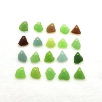 Sea Glass Beads with Holes, Top Drilled Small Beach Charms for Jewelry Making Canada Shades of Green Teal and Brown