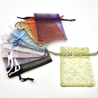 Small Organza Bags 3x4 Canada, Set of 10 Sheer Drawstring Ribbon Gift Pouches, Mixed Colours