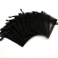 Organza Small Gift Bags 3x4, Dark Brown Drawstring Pouches for Jewelry Packaging