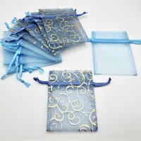 Organza Gift Bags 3x4 Canada Shades of Blue Small Drawstring Pouch Sheer Jewelry Packaging