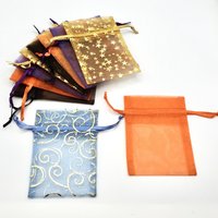 Drawstring Gift Bags Small 3x4, See Through Organza Pouches, Jewelry Making Packaging, Mixed Colors