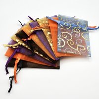 Drawstring Gift Bags Small 3x4, See Through Organza Pouches, Jewelry Making Packaging, Mixed Colors