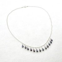 Freshwater Pearl Fringe Necklace for Women Ladies Handmade Jewelry 18 Inch Silver Iridescent Gift 