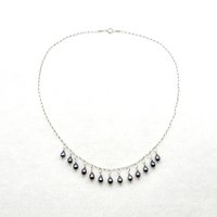 Freshwater Pearl Fringe Necklace for Women Ladies Handmade Jewelry 18 Inch Silver Iridescent Gift 