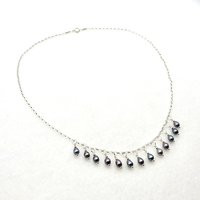 Freshwater Pearl Fringe Necklace for Women Ladies Handmade Jewelry 18 Inch Silver Iridescent Gift 