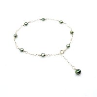 Green Freshwater Pearl Anklet for Women Adjustable Gold Chain Ankle Bracelet Handmade Jewelry 