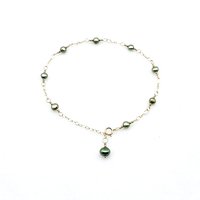 Green Freshwater Pearl Anklet for Women Adjustable Gold Chain Ankle Bracelet Handmade Jewelry 