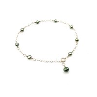 Green Freshwater Pearl Anklet for Women Adjustable Gold Chain Ankle Bracelet Handmade Jewelry 