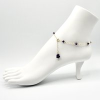 Purple Amethyst Gemstone Anklet for Women Handmade Gold Ankle Bracelet Birthstone Chakra Gift