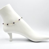 Purple Amethyst Gemstone Anklet for Women Handmade Gold Ankle Bracelet Birthstone Chakra Gift