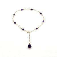 Purple Amethyst Gemstone Anklet for Women Handmade Gold Ankle Bracelet Birthstone Chakra Gift