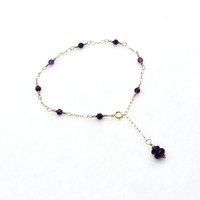 Purple Amethyst Gemstone Anklet for Women Handmade Gold Ankle Bracelet Birthstone Chakra Gift