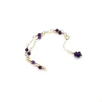 Purple Amethyst Gemstone Anklet for Women Handmade Gold Ankle Bracelet Birthstone Chakra Gift