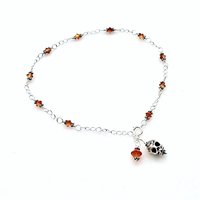 fire opal orange crystal beaded ankle bracelet