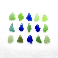 set of 15 sea glass charms pendants