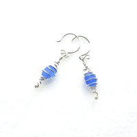 cornflower blue sea glass earrings 