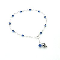blue crystal beaded ankle bracelet