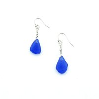 cobalt blue sea glass earrings