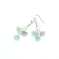 Real Sea Glass Earrings Soft Pastel Color Dangly Summer Beach Jewelry Handcrafted Gifts for Her