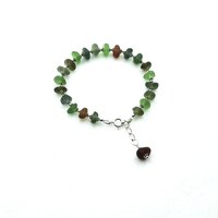 with a sterling silver chain brown sea glass dangle