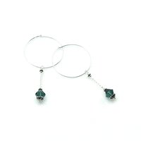 Large Hoop Drop Earrings for Women Green Crystal Bead Dangles Cool Jewelry Gifts