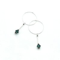 Large Hoop Drop Earrings for Women Green Crystal Bead Dangles Cool Jewelry Gifts