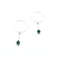 Large Hoop Drop Earrings for Women Green Crystal Bead Dangles Cool Jewelry Gifts