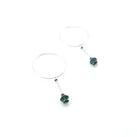Large Hoop Drop Earrings for Women Green Crystal Bead Dangles Cool Jewelry Gifts