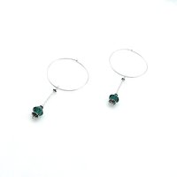 Large Hoop Drop Earrings for Women Green Crystal Bead Dangles Cool Jewelry Gifts
