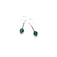 Green and Silver Earrings for Women Dangle Drop Crystal Bead Jewelry Ladies Gifts 