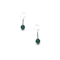 Green and Silver Earrings for Women Dangle Drop Crystal Bead Jewelry Ladies Gifts 