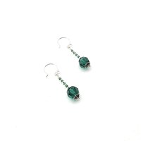 Green and Silver Earrings for Women Dangle Drop Crystal Bead Jewelry Ladies Gifts 