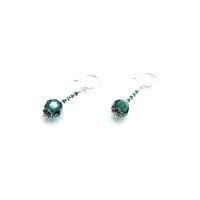 Green and Silver Earrings for Women Dangle Drop Crystal Bead Jewelry Ladies Gifts 