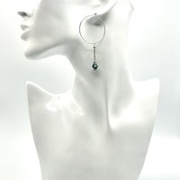 Large Hoop Drop Earrings for Women Green Crystal Bead Dangles Cool Jewelry Gifts