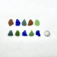 Real Sea Glass Charms Pendants for Jewelry Making Beach Craft Supply Green Teal Brown Blue
