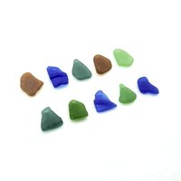 Real Sea Glass Charms Pendants for Jewelry Making Beach Craft Supply Green Teal Brown Blue