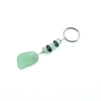 Sea Glass Keychain Green Teal Silver Keyring for Women Handmade Accessories