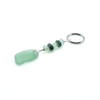 Sea Glass Keychain Green Teal Silver Keyring for Women Handmade Accessories
