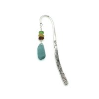 Sea Glass Bookmark Flower Nature Vine Silver Metal Colorful Reading Gift