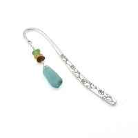 Sea Glass Bookmark Flower Nature Vine Silver Metal Colorful Reading Gift