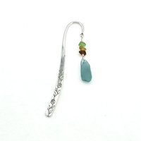 Sea Glass Bookmark Flower Nature Vine Silver Metal Colorful Reading Gift