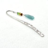 Sea Glass Bookmark Flower Nature Vine Silver Metal Colorful Reading Gift