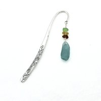 Sea Glass Bookmark Flower Nature Vine Silver Metal Colorful Reading Gift