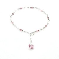 pink crystal bead ankle bracelet