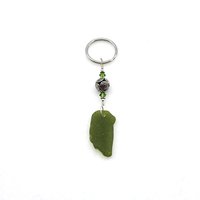 silver Bali green crystal beaded keyring