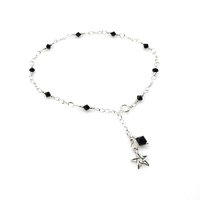 black crystal anklet for women