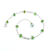 green and silver beaded ankle bracelet