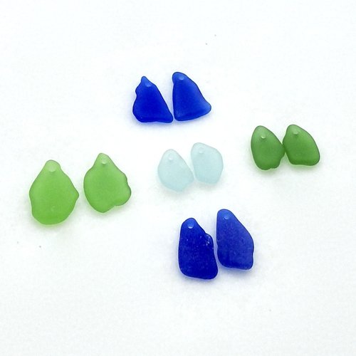 Sea Glass Earring Pair Charms Jewelry Bead Gift Making Supply