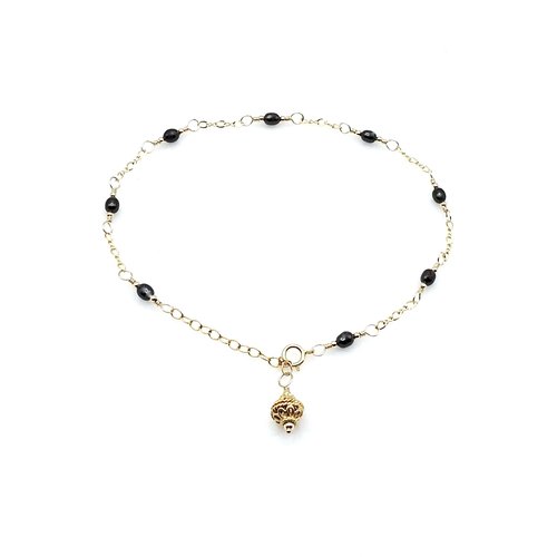adjustable gold chain with Bali bead dangle